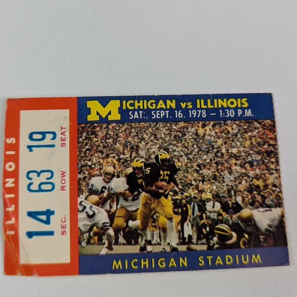 Vintage University of Michigan Football vs Illinois 1978 Ticket Stub - Picture 1 of 5